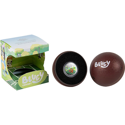 2027 $1 Bluey Cricket Coloured Silver Proof Coin Case and Shipper