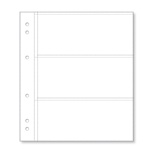 Banknote Pages Various Pocket Sizes - 3 Pocket