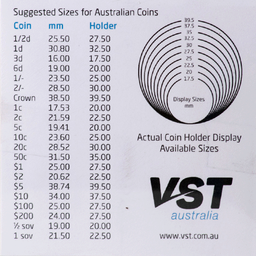 VST 2x2 Coin Holders Staple Type Assorted Sizes Pack of 50 - Various Sizes