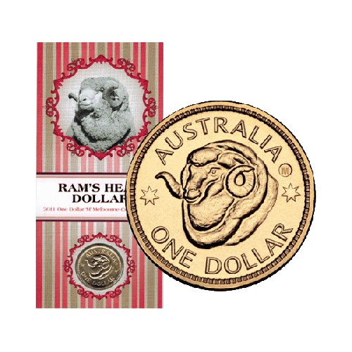 2011 $1 Ram's Head ANDA M Melbourne Counterstamp Unc Coin in Card