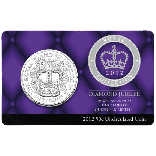 2012 50c Diamond Jubilee of the Ascension of QEII Uncirculated Coin in Card