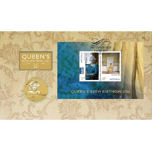 2011 $1 Queens 85th Birthday Coin & Stamp Cover PNC