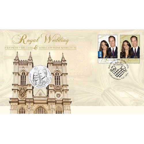 2011 50c Royal Wedding Coin & Stamp Cover PNC