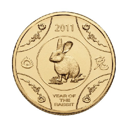 2011 $1 Year of the Rabbit Al/Br Unc Coin in Card