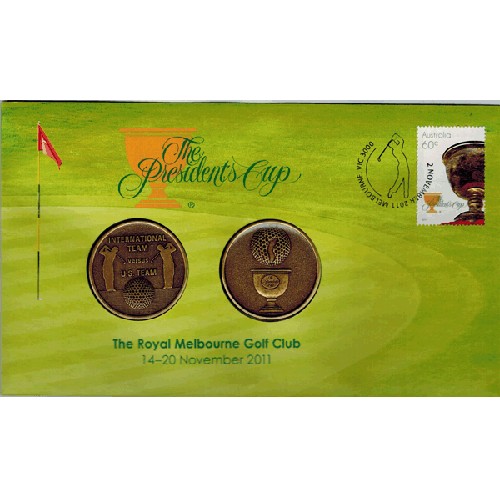 2011 The Presidents Cup 2 Medallion & Stamp Cover PNC