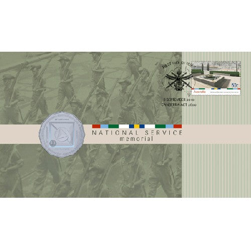 2010 50c National Service Coin & Stamp Cover PNC