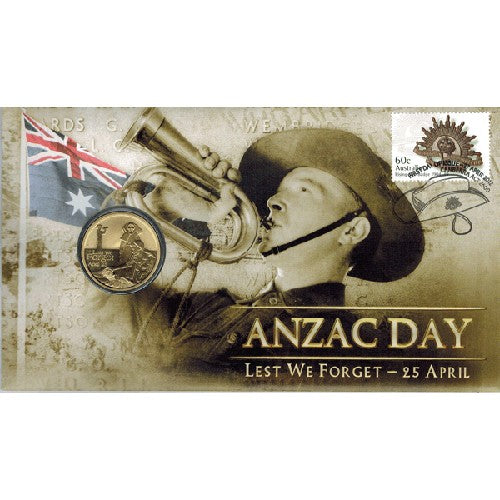 2012 $1 ANZAC Day Lest We Forget Coin & Stamp Cover PNC