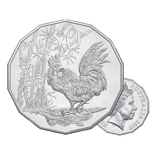2017 50c Year of the Rooster Tetra-Decagon Coin in Card – Coin City