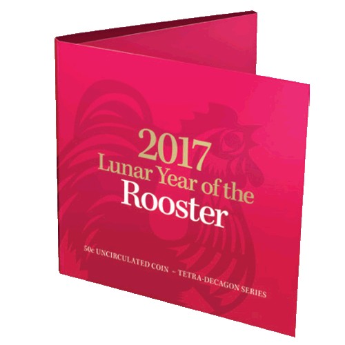 2017 50c Year of the Rooster Tetra-Decagon Coin in Card