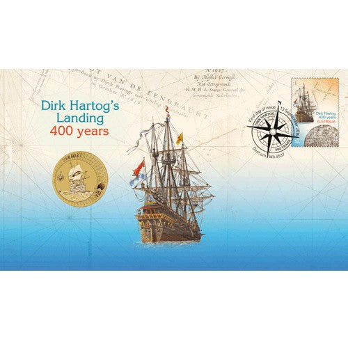 2016 $1 Dirk Hartog Australian Landing 1616 - 2016 Coin & Stamp Cover PNC