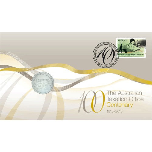 2010 20c Centenary of the Australian Taxation Office Coin & Stamp Cover PNC