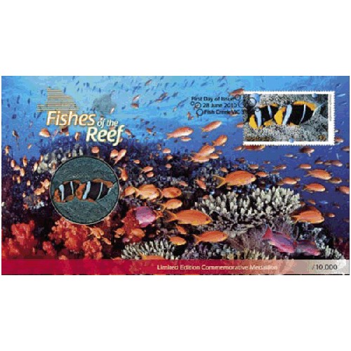 2010 Fishes of the Reef Medallion & Stamp Cover PNC