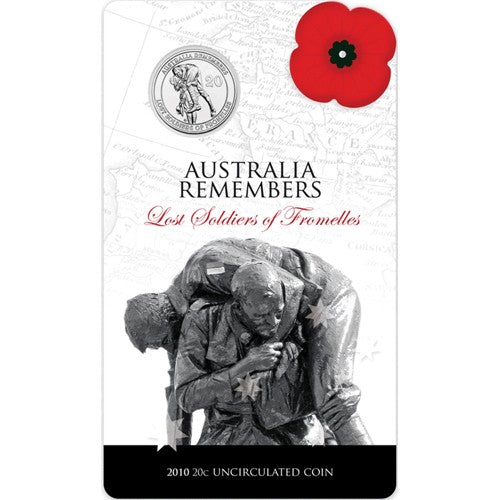 2010 20c Australia Remembers - Lost Soldiers of Fromelles Coin in Card