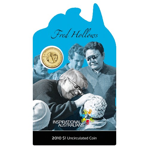 2010 $1 Inspirational Australians - Fred Hollows Uncirculated  Coin in Card