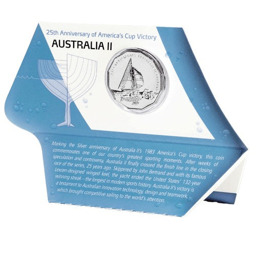 2008 50c Americas Cup 25th Anniversary - Australia II's Victory Uncirculated Coin in Card