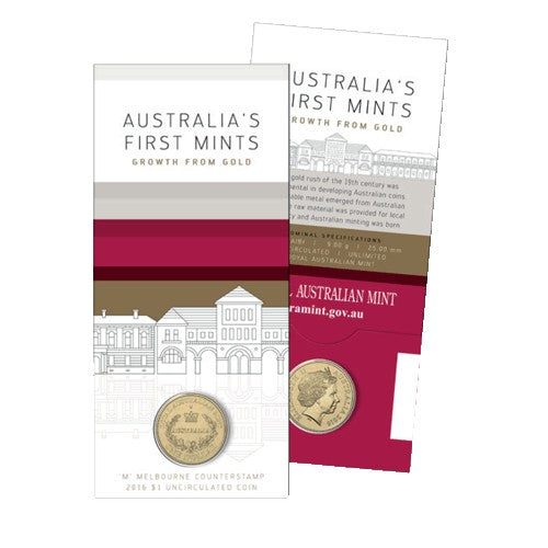 2016 $1 Australia's First Mints M Melbourne Counterstamp Unc Coin in Card