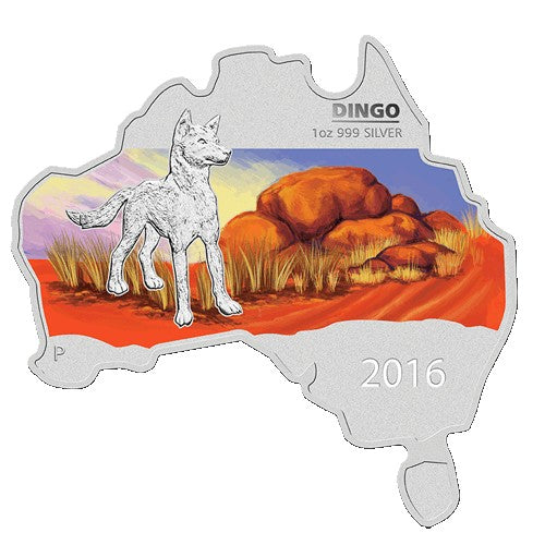 2016 $1 Australian Map Shaped Coin Series - Dingo 1oz Silver Coin