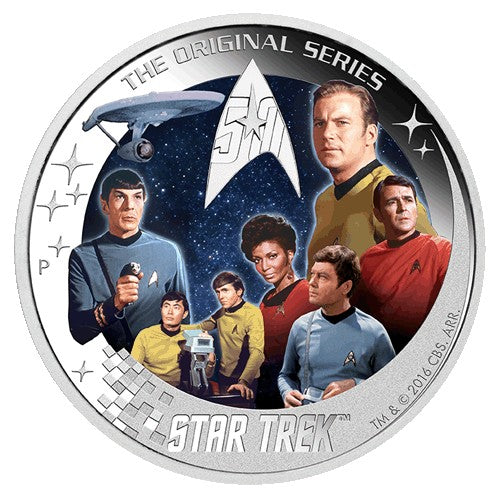 2016 $2 Star Trek : The Original Series USS Enterprise NCC-1701 The Crew 2oz Silver Proof Coin