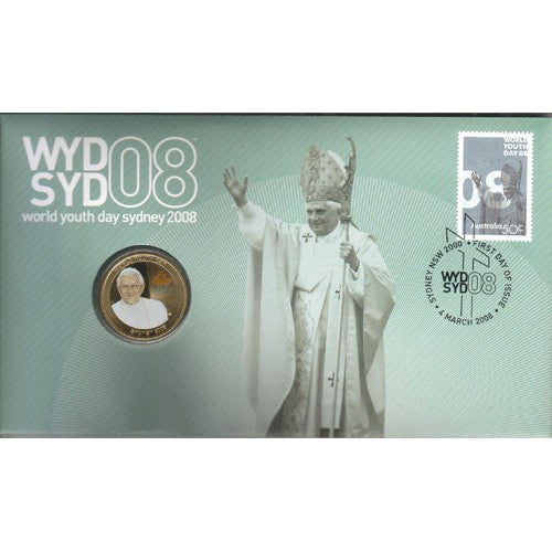 2008 $1 World Youth Day Coin & Stamp Cover PNC