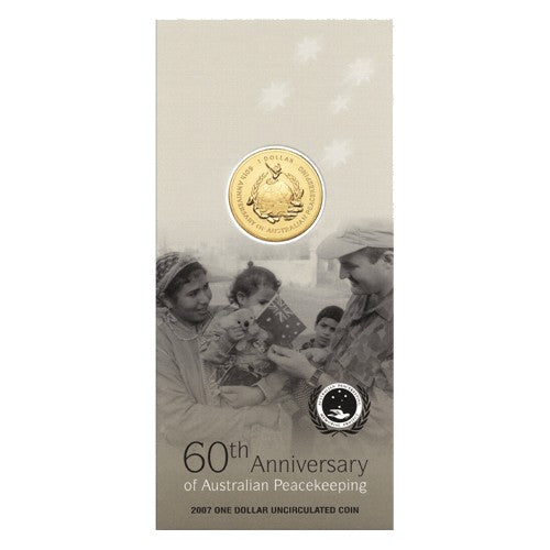 2007 $1 60th Anniversary of Australian Peacekeeping Uncirculated Coin in Card