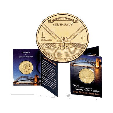 2007 $1 Sydney Harbour Bridge 75th Anniversary C Mintmark Coin in RAM Card