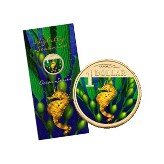 2007 $1 Ocean Series - Big Belly Sea Horse Uncirculated Coin in Card