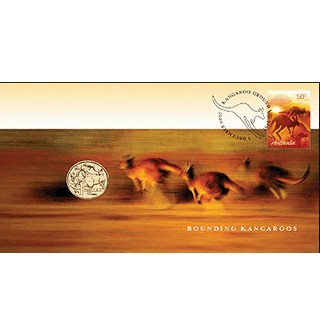 2007 $1 Mob of Roos - Bounding Kangaroo Coin & Stamp Cover PNC