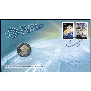 2007 Blast Off 50 Years of Space Stamp & Medallion Cover PNC