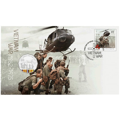 2016 50c A Century of Service Vietnam War Coin &  Stamp Cover PNC