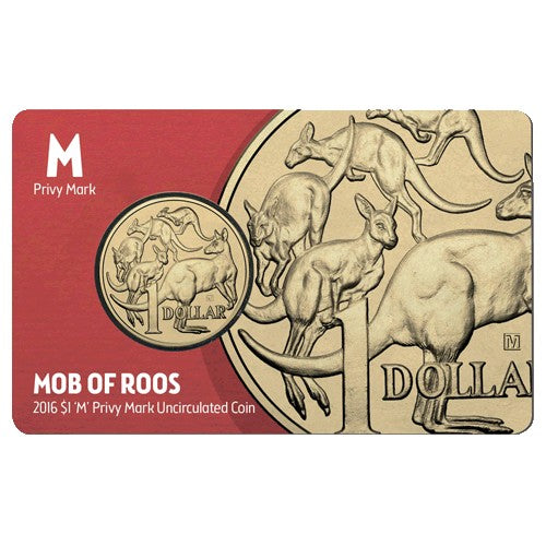 2016 $1 Melbourne Money Expo Mob of Roos M Privy Mark Unc Coin in Card