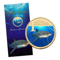 2007 $1 Ocean Series - White Shark Uncirculated Coin in Card