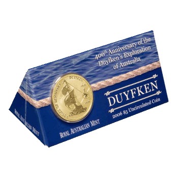 2006 $5 400th Anniversary of the Duyfkens Exploration of Australia Uncirculated Coin in Card