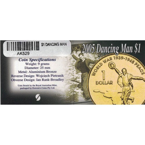 2005 $1 Dancing Man Uncirculated Coin in Full Colour Pack