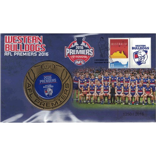 2016 AFL Premiers Western Bulldogs Medallion & Stamp Cover PNC