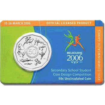 2006 50c Student Design Commonwealth Games Uncirculated Coin in RAM Card