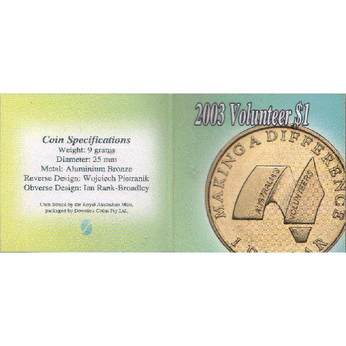 2003 $1 Australia's Volunteers Uncirculated Coin in Pack