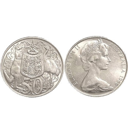 1966 50c Round Fifty Cent Coin EF+