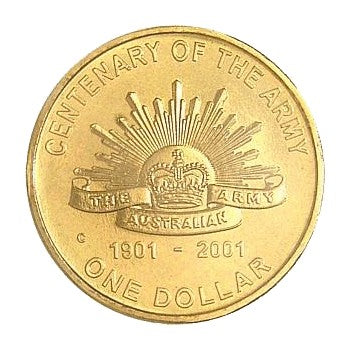 2001 $1 Centenary of Australian Army S Mintmark Uncirculated Coin in Card