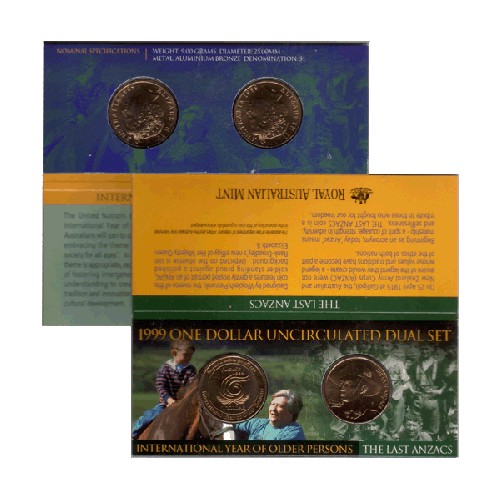 1999 $1 International Year of the Older Person / The Last Anzacs Dual Set RAM Pack