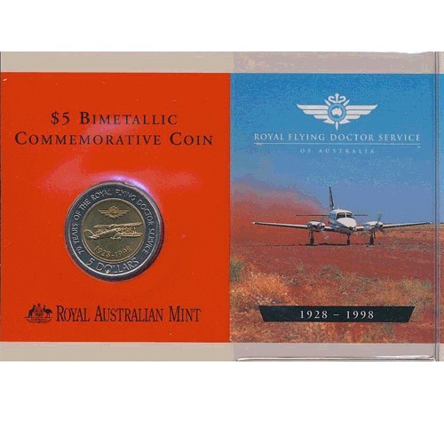 1998 $5 Royal Flying Doctor Service Bi-Metal Coin & $2 Telstra Phonecard