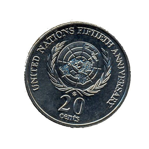 1995 20c United Nations 50th Anniversary Uncirculated Coin in Pack