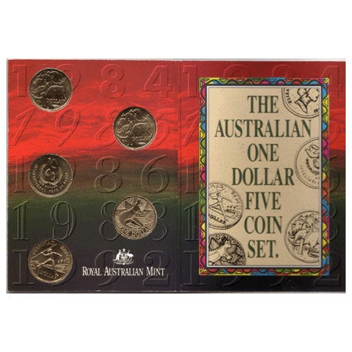 1988 - 1992 The Australian One Dollar 5 Coin Set