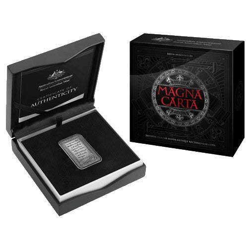 2015 $5 800th Anniversary of the Magna Carta Fine Silver Antique Rectangular Coin