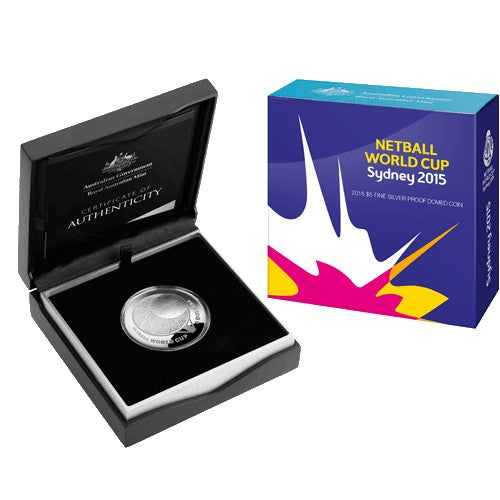 2015 $5 Netball World Cup Sydney Fine Silver Proof Domed Coin