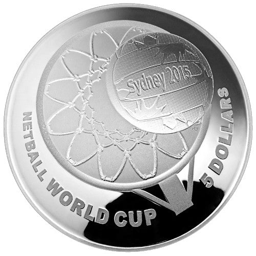 2015 $5 Netball World Cup Sydney Fine Silver Proof Domed Coin