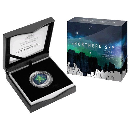 2016 $5 Northern Sky - Cygnus Silver Proof Colour Printed Domed Coin