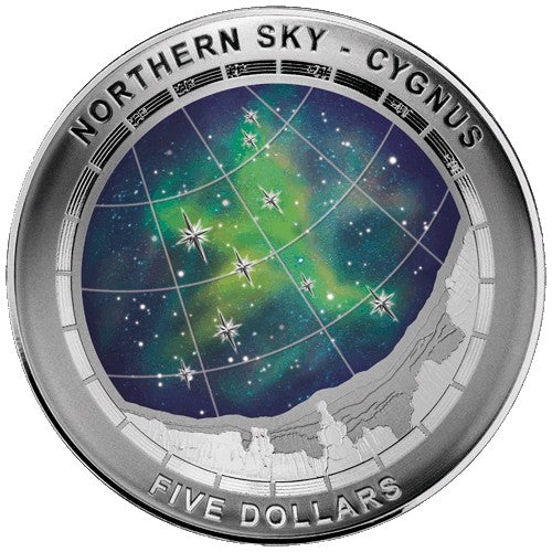 2016 $5 Northern Sky - Cygnus Silver Proof Colour Printed Domed Coin
