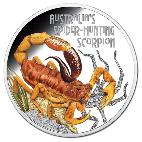 2014 $1 Deadly & Dangerous Series - Spider Hunting Scorpion 1oz Silver Proof Coin