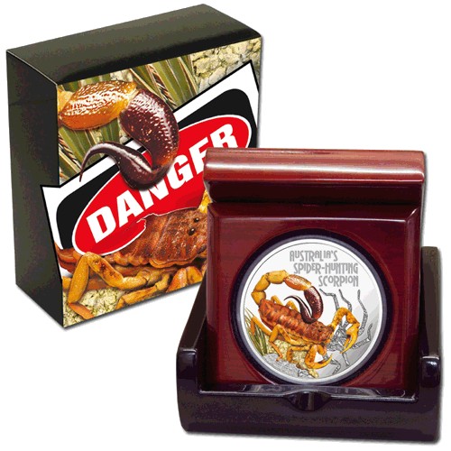 2014 $1 Deadly & Dangerous Series - Spider Hunting Scorpion 1oz Silver Proof Coin