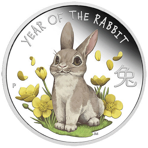 2023 50c Baby Rabbit 1/2oz Coloured Silver Proof Coin